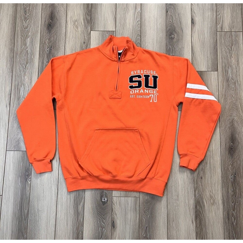 Syracuse Orange SU 1/4 Zip Collared Neck Orange Sweatshirt Jacket Fleece Size L